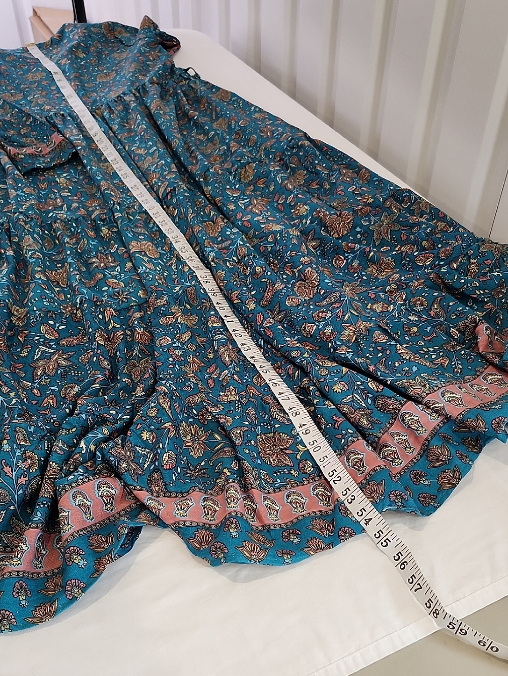 Boemo Anthropologie Womens Teal Floral Button Front Maxi Dress Size Medium NWT - Picture 8 of 9